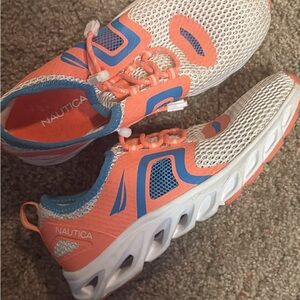 Nautica White and Orange Athletic Shoes